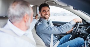 Senior Man and His Son in Car, Friendswood, TX