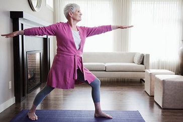 A client doing yoga to help with balance.