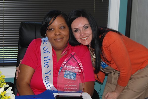 2016 Southeast Region Nurse of the Year Vashti Johnson and BrightStar Care Franchise Owner Lori Kemeny