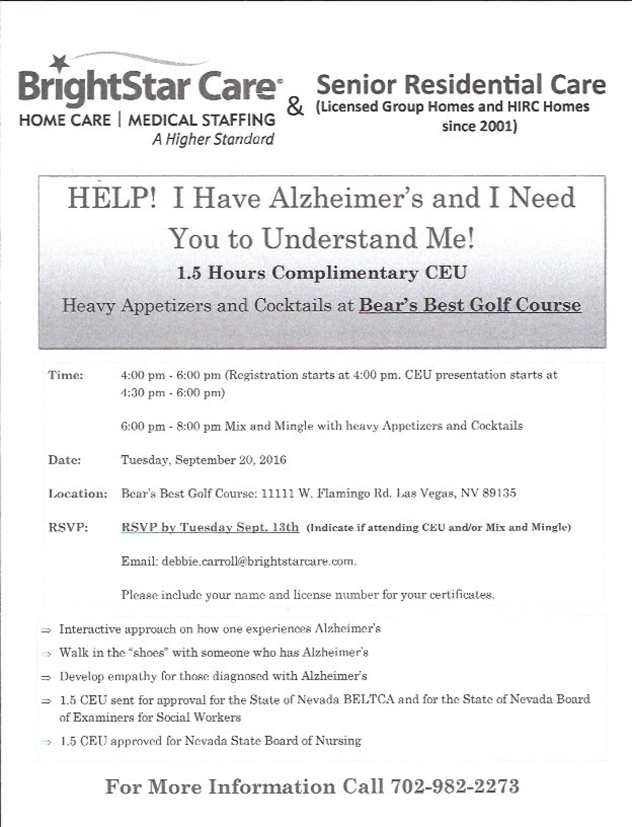 Alzheimer's event flyer